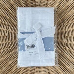NEW Serena & Lily Beach Club Border Percale King Pillow Sham-Coastal Blue
